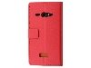 Slim Synthetic Leather Wallet Case with Stand for Telstra Tough Max - T84 - Red Leather Wallet Case