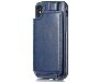 Synthetic Leather Case with Card Holder for iPhone Xs/X - Navy Dual-Design Case