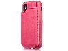 Synthetic Leather Case with Card Holder for iPhone Xs/X - Pink Dual-Design Case