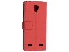 Synthetic Leather Wallet Case with Stand for Telstra 4GX Enhanced - Red Leather Wallet Case